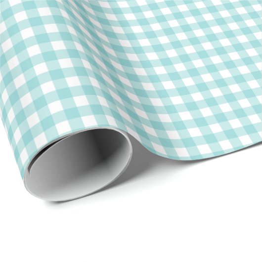 Papier Cadeau Turquoise clair Simple Plaid (Coin rond)