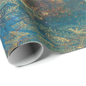 Papier Cadeau Turquoise Cooper Patina (Coin rond)