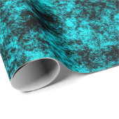 Papier Cadeau Turquoise de Luxe & Marbre Noir (Coin rond)