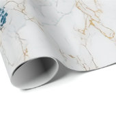 Papier Cadeau Turquoise de marbre de pierre blanche Cool Or (Coin rond)