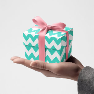 Papier Cadeau Turquoise et blanc petit zigzag