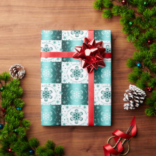 Papier Cadeau Turquoise et blanc "vous souhaitant Joyeux Noël"