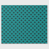 Papier Cadeau Turquoise et noir Paris Fleur de Lis (Plat)