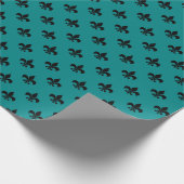 Papier Cadeau Turquoise et noir Paris Fleur de Lis (Coin)