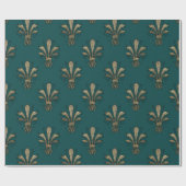 Papier Cadeau Turquoise et noir Paris Fleur de Lis (Plat)
