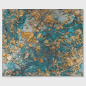 Papier Cadeau Turquoise et or acrylique pour sans couture (Plat)