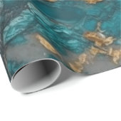Papier Cadeau Turquoise et or acrylique pour sans couture (Coin rond)