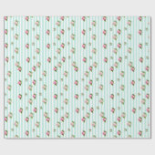 Papier Cadeau Turquoise et rose floral chic Roses enveloppé cade (Plat)