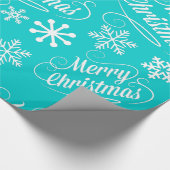 Papier Cadeau Turquoise Flammes de neige Joyeux Enveloppement ca (Coin)