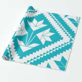 Papier Cadeau Turquoise Floral Quilt Wrapping Paper (Déroulé)