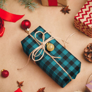 Papier Cadeau Turquoise foncé et plaid de buffle noir