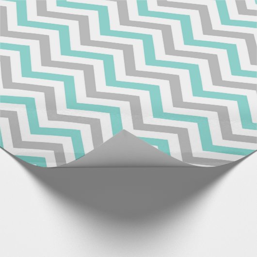 Papier Cadeau Turquoise, Gray, Wht Large Chevron Zig Zag (Coin)