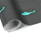 Papier Cadeau Turquoise; Hélicoptère bleu vert (Coin rond)