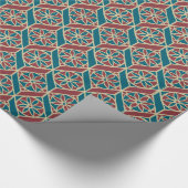 Papier Cadeau Turquoise, Maroon, Beige Ethnic Floral (Coin)