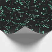 Papier Cadeau turquoise moderne sur les baies noires motif (Coin)