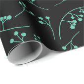 Papier Cadeau turquoise moderne sur les baies noires motif (Coin rond)