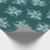 Papier Cadeau Turquoise Noël Poinsettia Fleurs Vacances Envelopp (Coin)