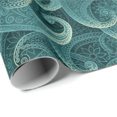 Papier Cadeau Turquoise Paisley Motif intemporel (Coin rond)