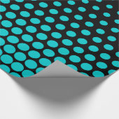 Papier Cadeau Turquoise Polka Dot Noir moderne (Coin)