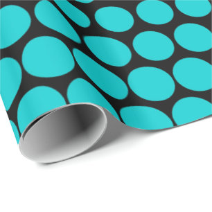 Papier Cadeau Turquoise Polka Dot Noir moderne