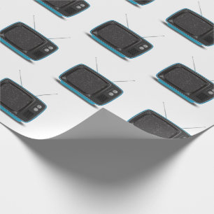 Papier Cadeau Turquoise Retro TV