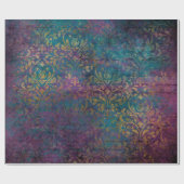 Papier Cadeau Turquoise rose violet Gold Damas (Plat)