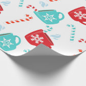 Papier Cadeau Turquoise Rouge Chocolat chaud Noël d'hiver (Coin)