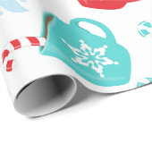 Papier Cadeau Turquoise Rouge Chocolat chaud Noël d'hiver (Coin rond)