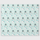 Papier Cadeau Turquoise Snowman Holiday Cadeau de Noël (Plat)