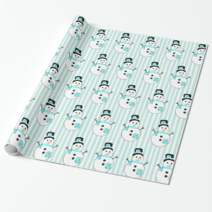 Papier Cadeau Turquoise Snowman Holiday Cadeau de Noël