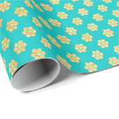 Papier Cadeau Turquoise Tiffany et étincelle de fleur de (Coin rond)