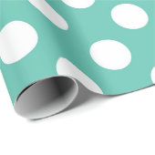 Papier Cadeau Turquoise Turquoise & Blanc Pois fête d'anniversai (Coin rond)