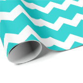 Papier Cadeau Turquoise Turquoise Chevron (Coin rond)