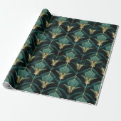 Papier Cadeau Turquoise Turquoise et Gold Art Déco Motif (Déroulé)