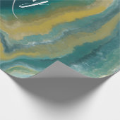 Papier Cadeau Turquoise vert Agate marbre Nom Abstrait Monogramm (Coin)