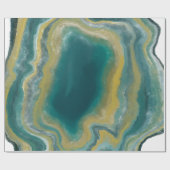 Papier Cadeau Turquoise vert Agate marbre Nom Abstrait Monogramm (Plat)
