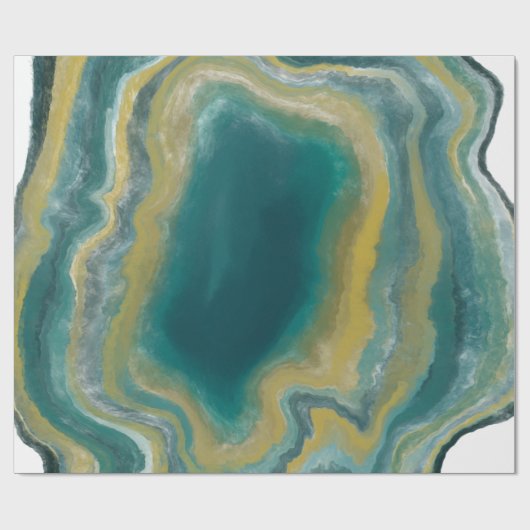 Papier Cadeau Turquoise vert Agate marbre Nom Abstrait Monogramm (Plat)