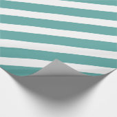 Papier Cadeau Turquoise Vert Aqua Blanc Diagonal Stripes Anniver (Coin)