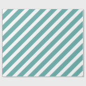 Papier Cadeau Turquoise Vert Aqua Blanc Diagonal Stripes Anniver (Plat)