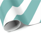 Papier Cadeau Turquoise Vert Aqua Blanc Diagonal Stripes Anniver (Coin rond)