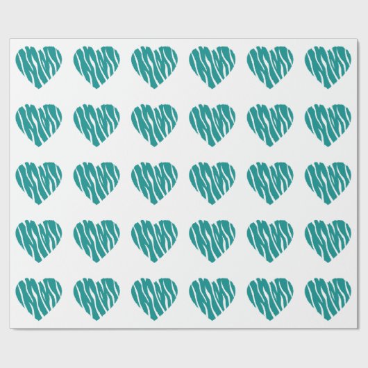 Papier Cadeau Turquoise Vert Coeur sauvage (Plat)