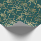 Papier Cadeau Turquoise vintage et Motif d'or (Coin)