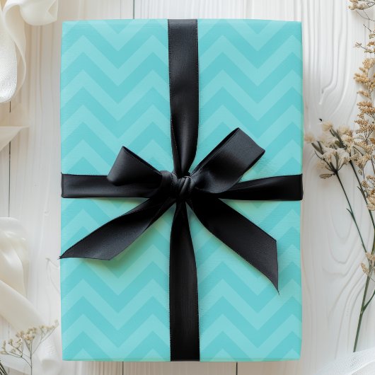 Papier Cadeau Turquoise Zigzag Moderne Chic
