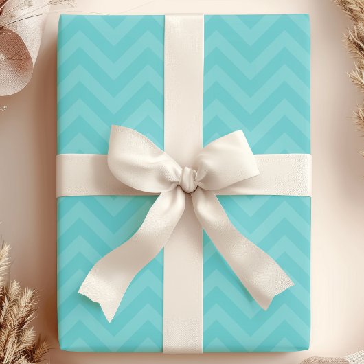 Papier Cadeau Turquoise Zigzag Moderne Chic