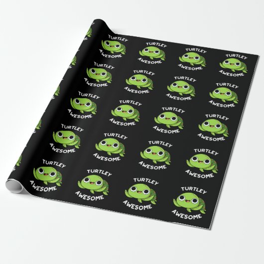 Papier Cadeau Turtley Awesome Funky Turtle Pun Dark BG (Déroulé)