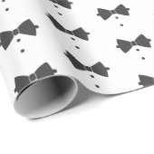 Papier Cadeau Tuxedo Bow Cravate & boutons Motif Black ID1090 (Coin rond)