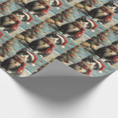 Papier Cadeau Tuxedo Cat Christmas Vintage Beach (Coin)