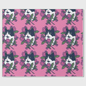 Papier Cadeau Tuxedo Cat Peony Floral Art Tuxie Cats (Plat)