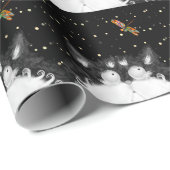 Papier Cadeau Tuxedo Cat surpris par la libellule (Coin rond)