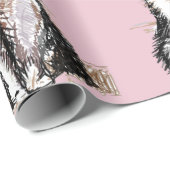 Papier Cadeau Tuxedo Chat Noir et Blanc Chats Bébé Rose (Coin rond)